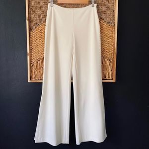 Ivory Wide Leg Pants Split Seam